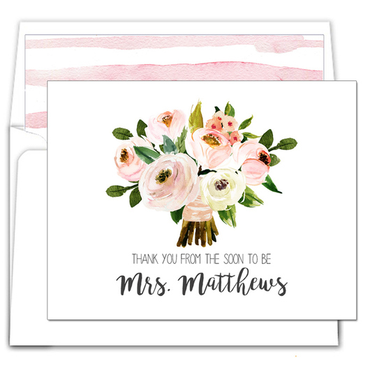 Pink Bouquet Folded Thank You Note Cards